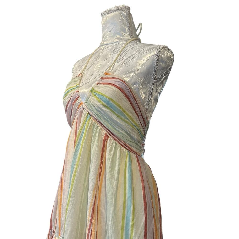 American Eagle Striped Halter Maxi Dress Medium Rainbow Resort - Picture 15 of 16